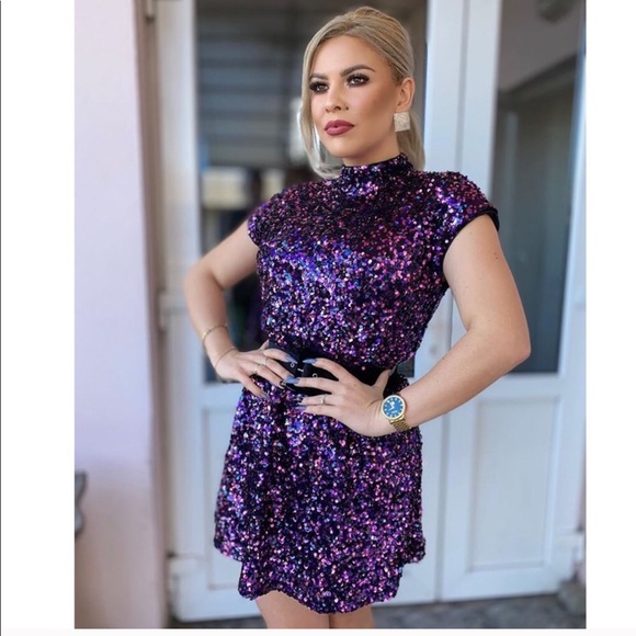 zara purple sparkly dress